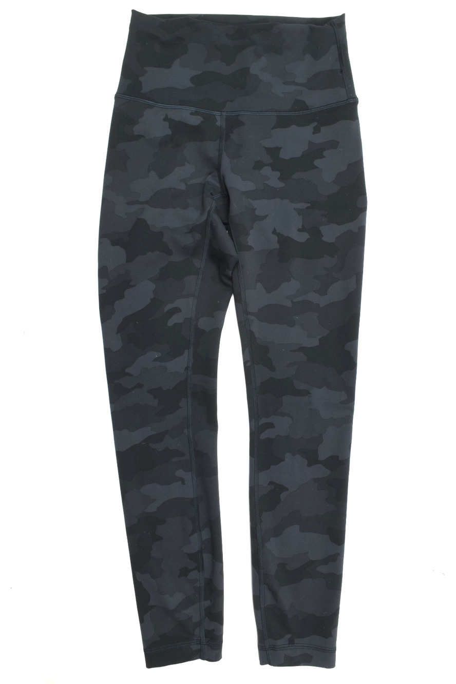 Lululemon Wunder Train Leggings Womens 4 Black Gray Camo Skinny Stretch Yoga